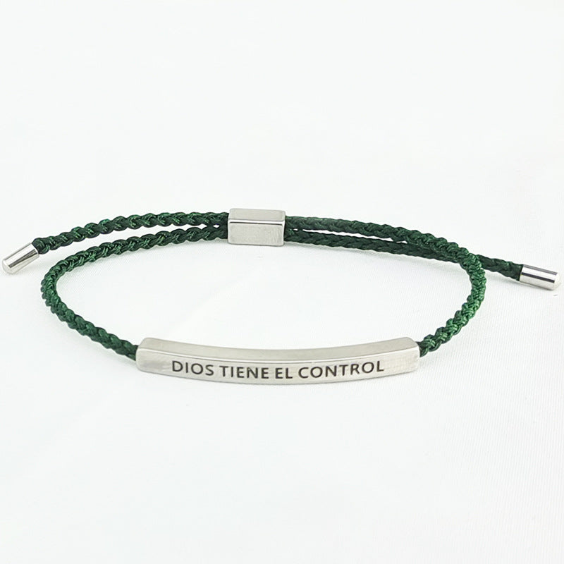 Stainless Steel Elbow Lettering Adjustable Length Letter Woven Bracelets