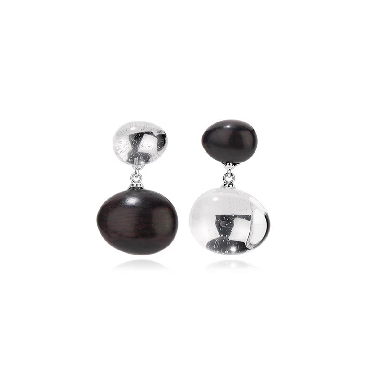 Oval White Crystal Blackwood Patch Female High Rings