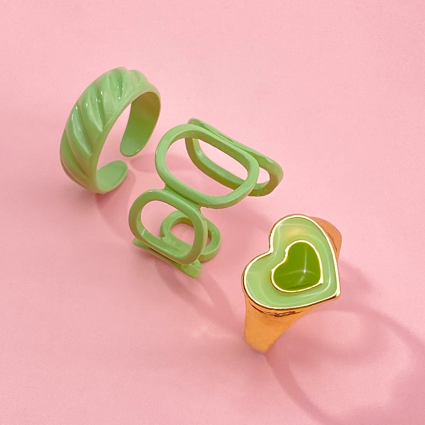 Set Double Layers Loving Heart Gossip Rings