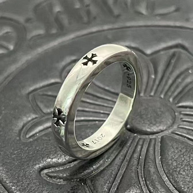 Sier Couple Thin Cross Five-pointed Star Rings