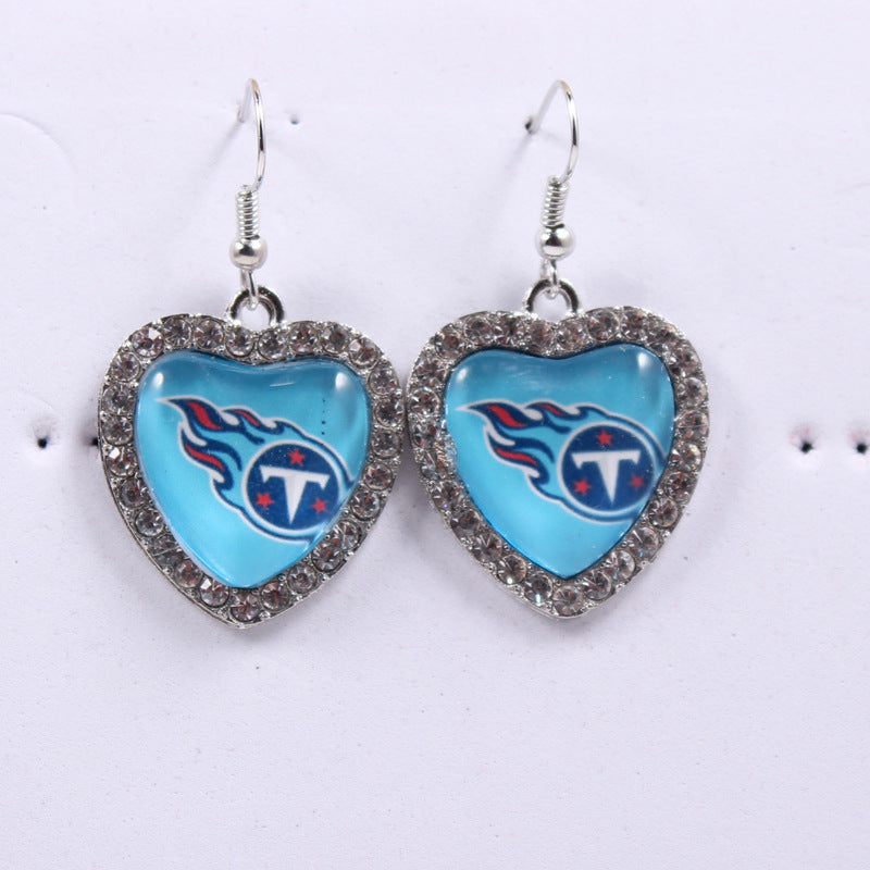 Peach Heart Spot Drill Sports Team Series Earrings