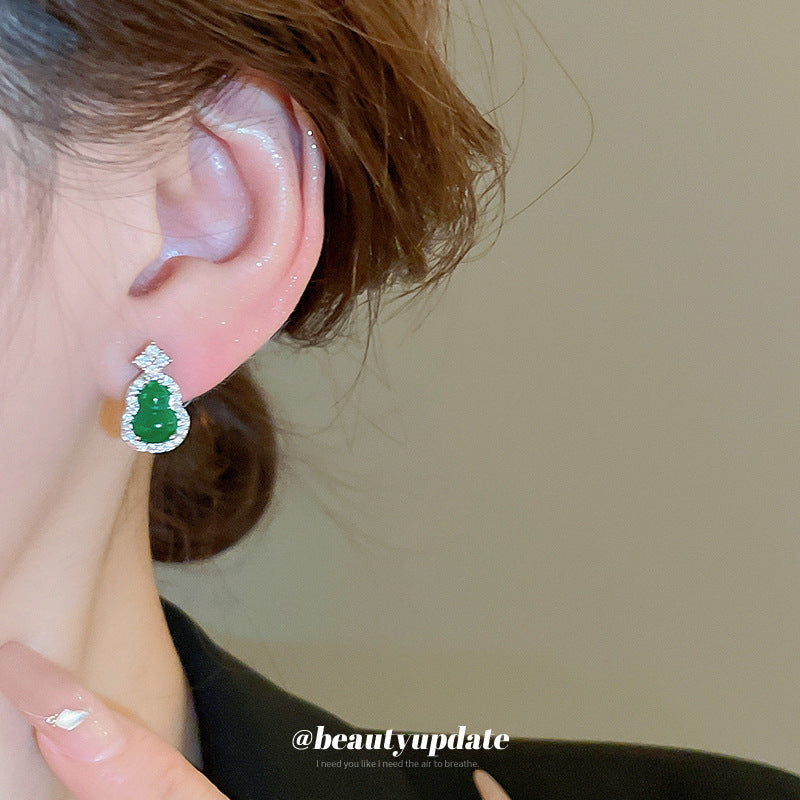 Sier Needle Chinese Style Gourd Zircon National Fashion Rings