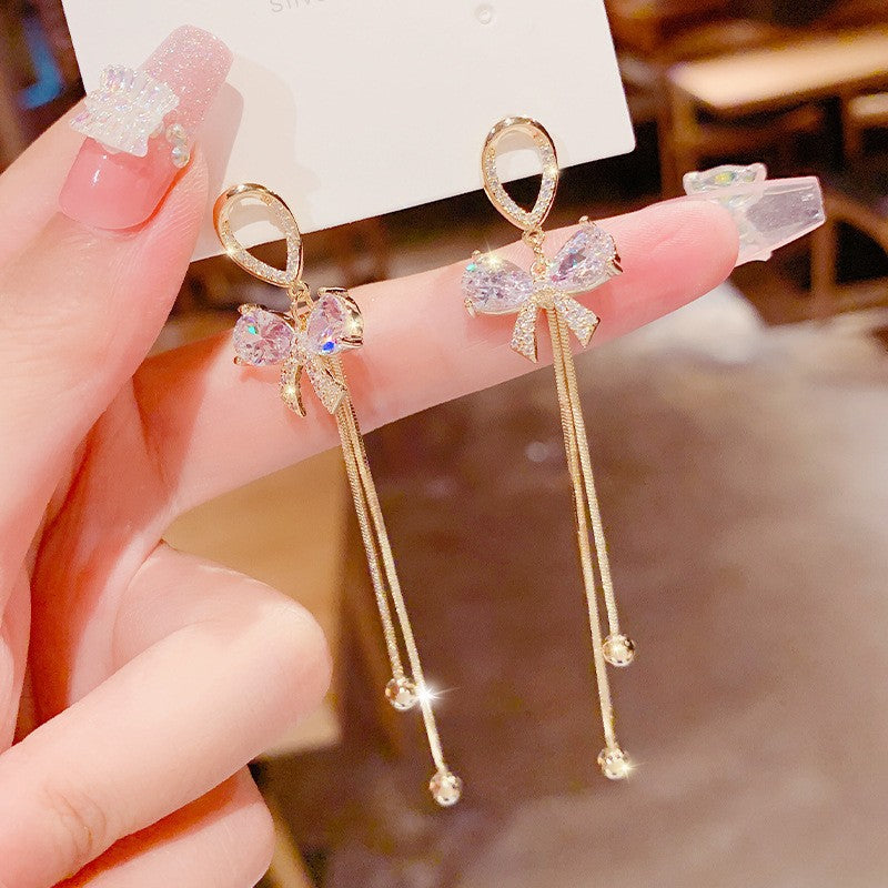 Sier Needle Cool Lady Temperament Butterfly Earrings