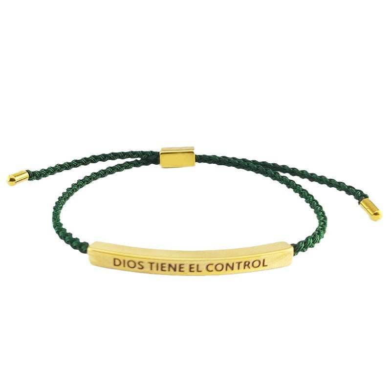 Stainless Steel Elbow Lettering Adjustable Length Letter Woven Bracelets