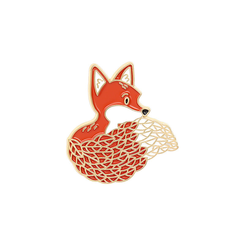 Animal Series Brooch Cute Red Fox Black Cat Brooches