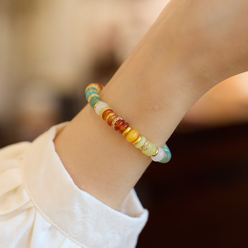 Stone Female Rainbow Gold Tablet Gem Bracelets