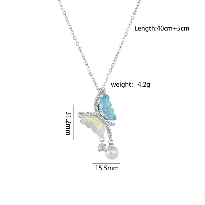 Super Color Fluorescent Butterfly Pearl Tassel Light Necklaces