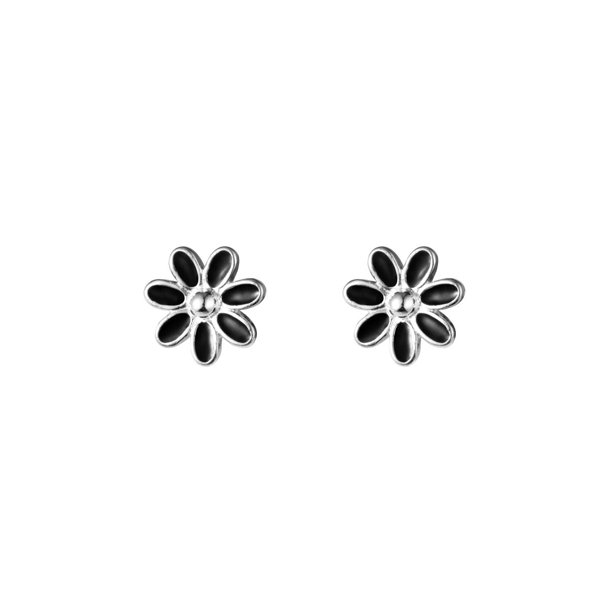 Lodge Sier Black Flower Small Mori Style Sunflower Sweet Earrings