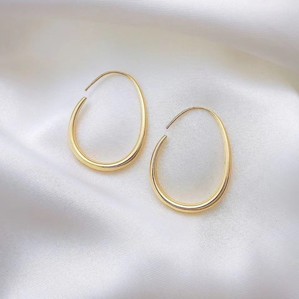 Style Temperament Simple Cold Hoop Ear Oval Rings