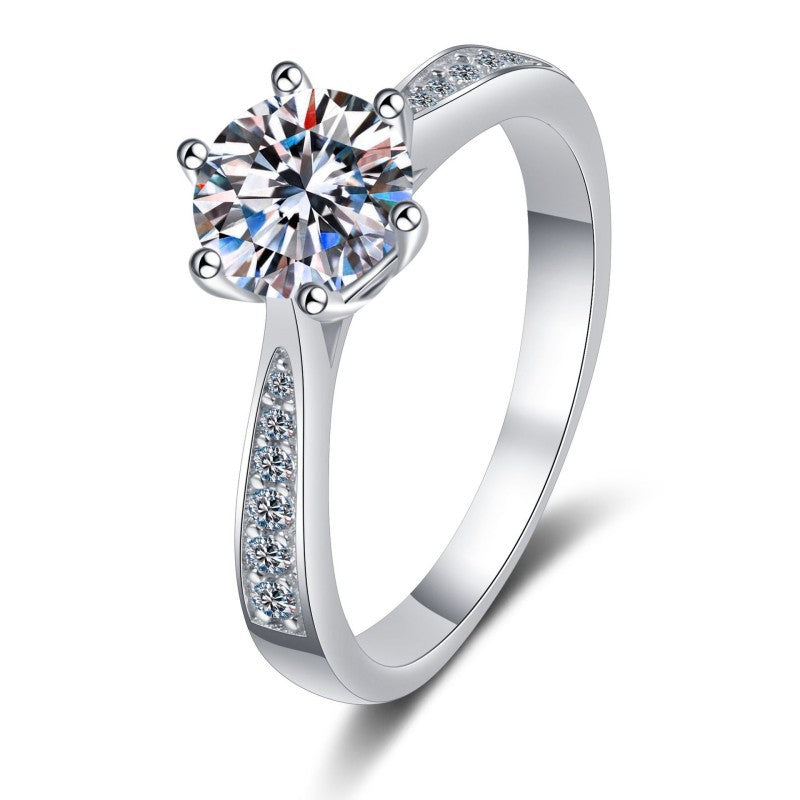 Women's Moissanite Sterling Sier Points Karat Classic Rings
