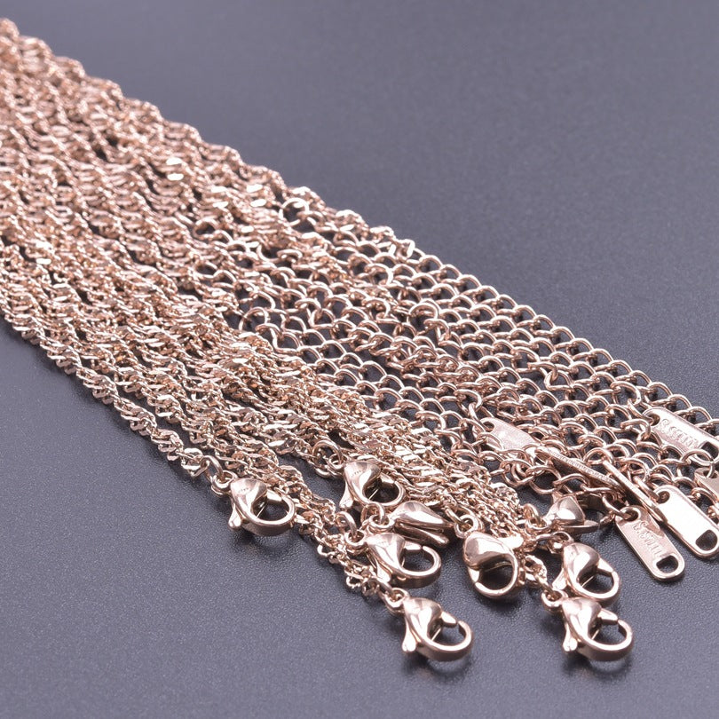 Wave Chain Golden Clavicle Stainless Steel Necklaces