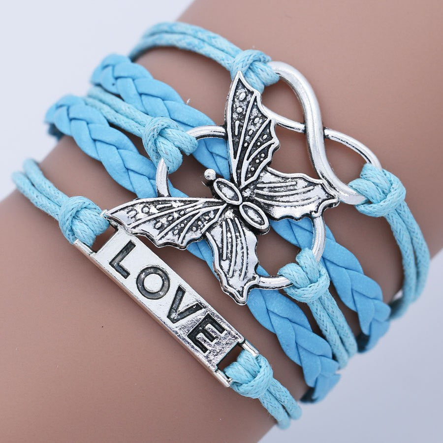 Straight Hair Hand-woven Butterfly Word Plate Bracelets