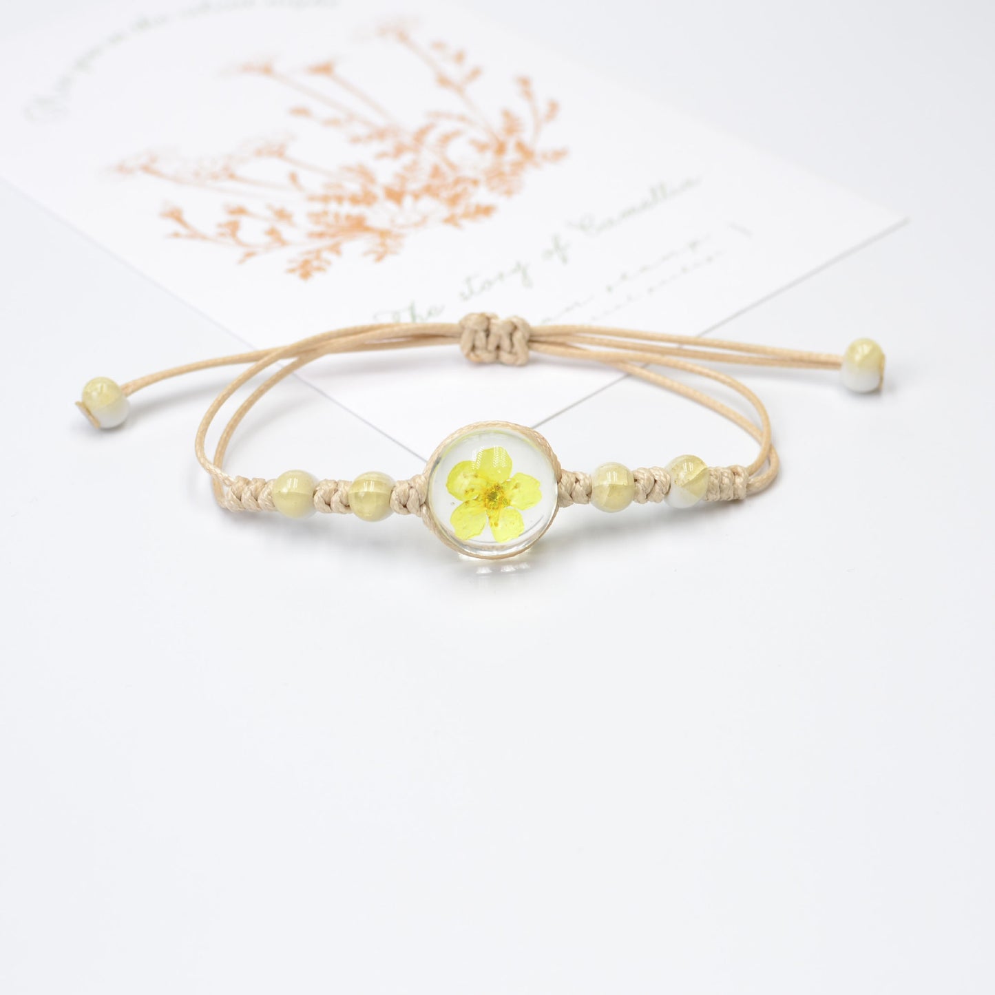 Hand-woven Ceramic Dried Flower Narcissus Glass Bracelets