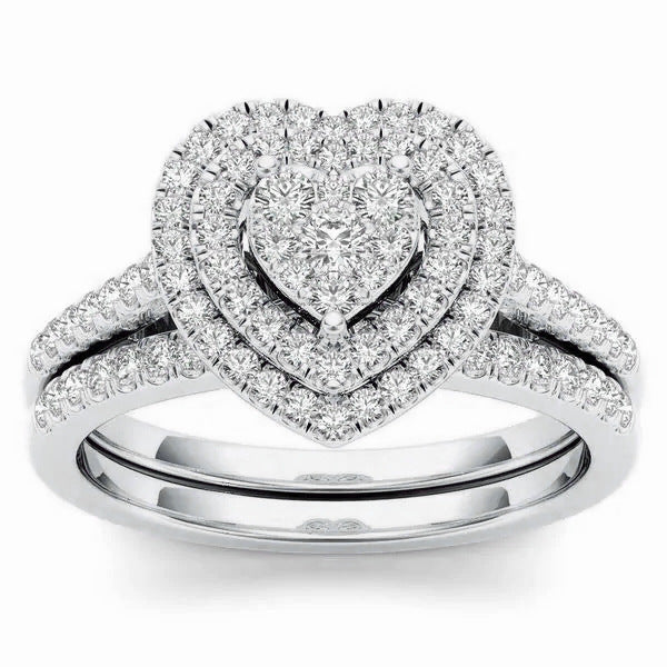Love Popular Fashion Two-piece Set Diamond Rings