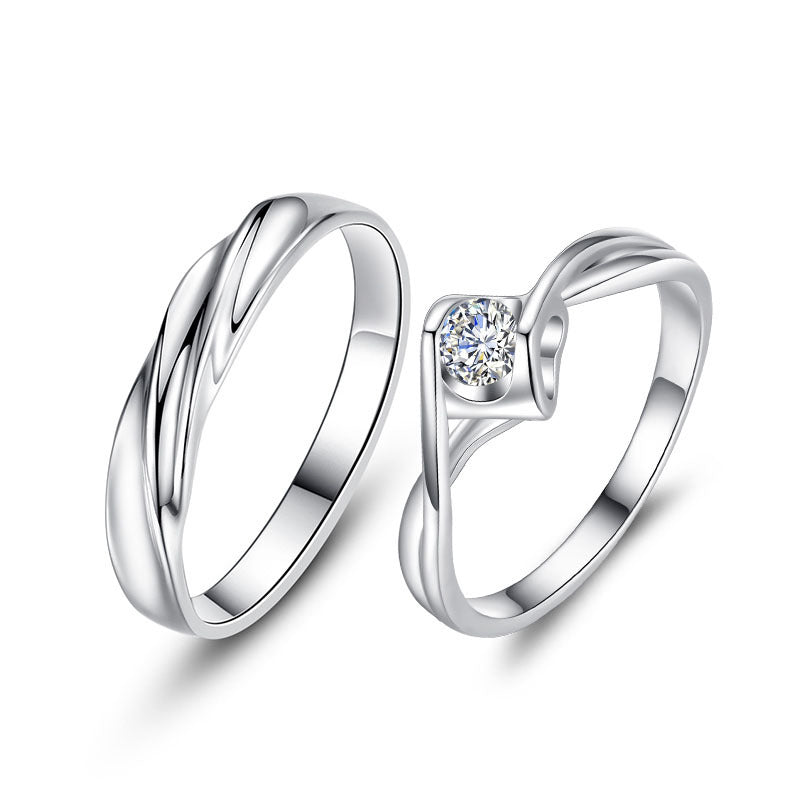 Women's & Men's Couple For One Simple Light Luxury Minority Opening Rings