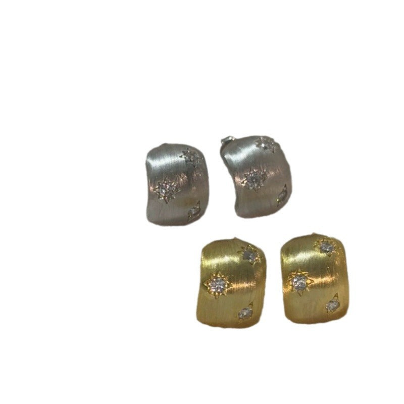 Women's Zircon Asterism Brushed Metal High-grade Simple Graceful Earrings