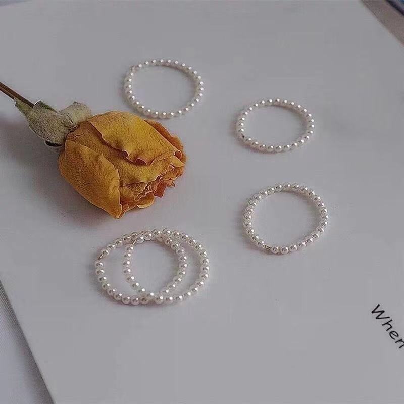Pearl Female Korean Style Minimalist Trendy Personality Small Girlfriends Index Ring