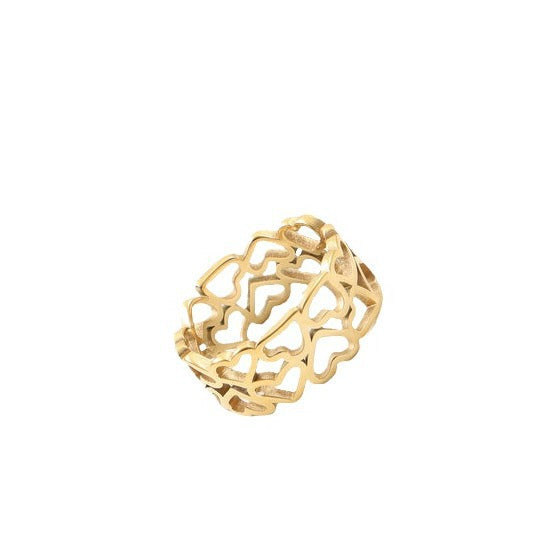 Hollow Heart Titanium Steel Gold Plating Rings