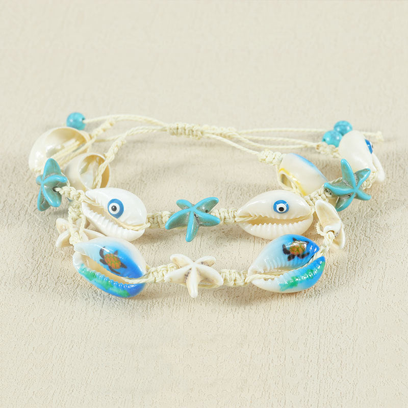 Style Natural Shell Starfish Hand Weaving Bracelets