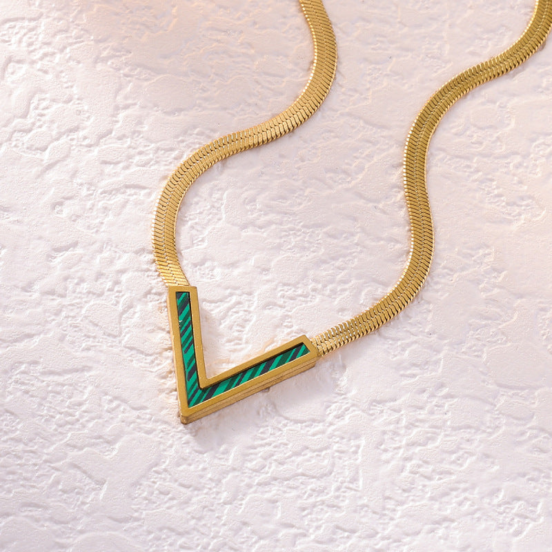 Titanium Steel V-shaped Light Luxury High-grade Flat Snake Necklaces