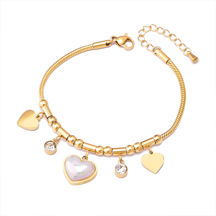Geometric Heart Shape Shell Butterfly Five-pointed Star Titanium Bracelets