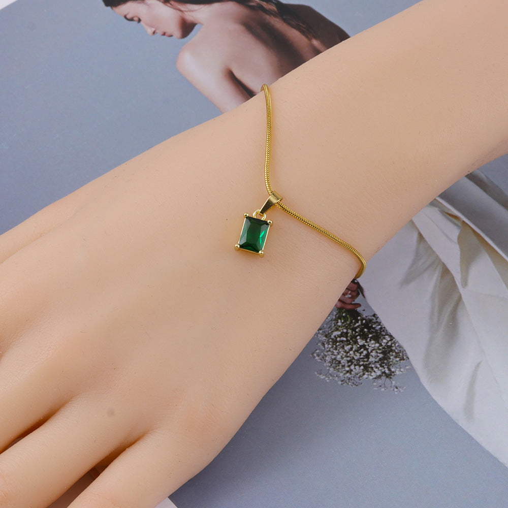 Crystal Zircon Square Diamond Suit Female Titanium Necklaces