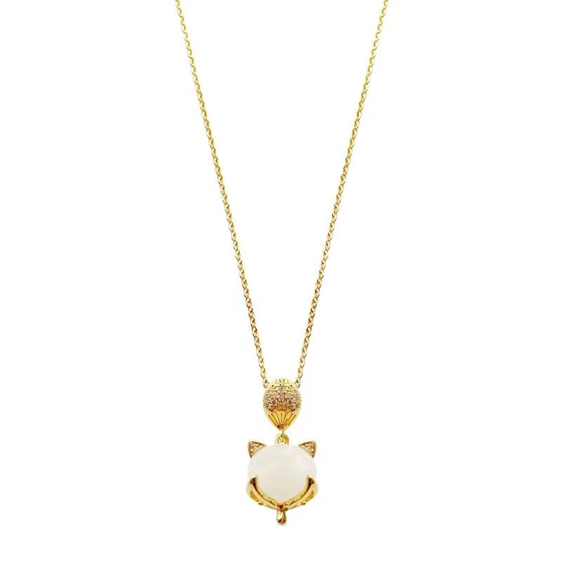Little Fox Stone Female Clavicle Chain Light Luxury Minority Design Necklaces