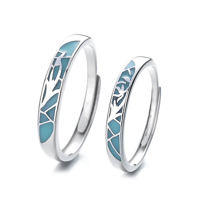White Porcelain Sterling Sier Female Male Niche Rings