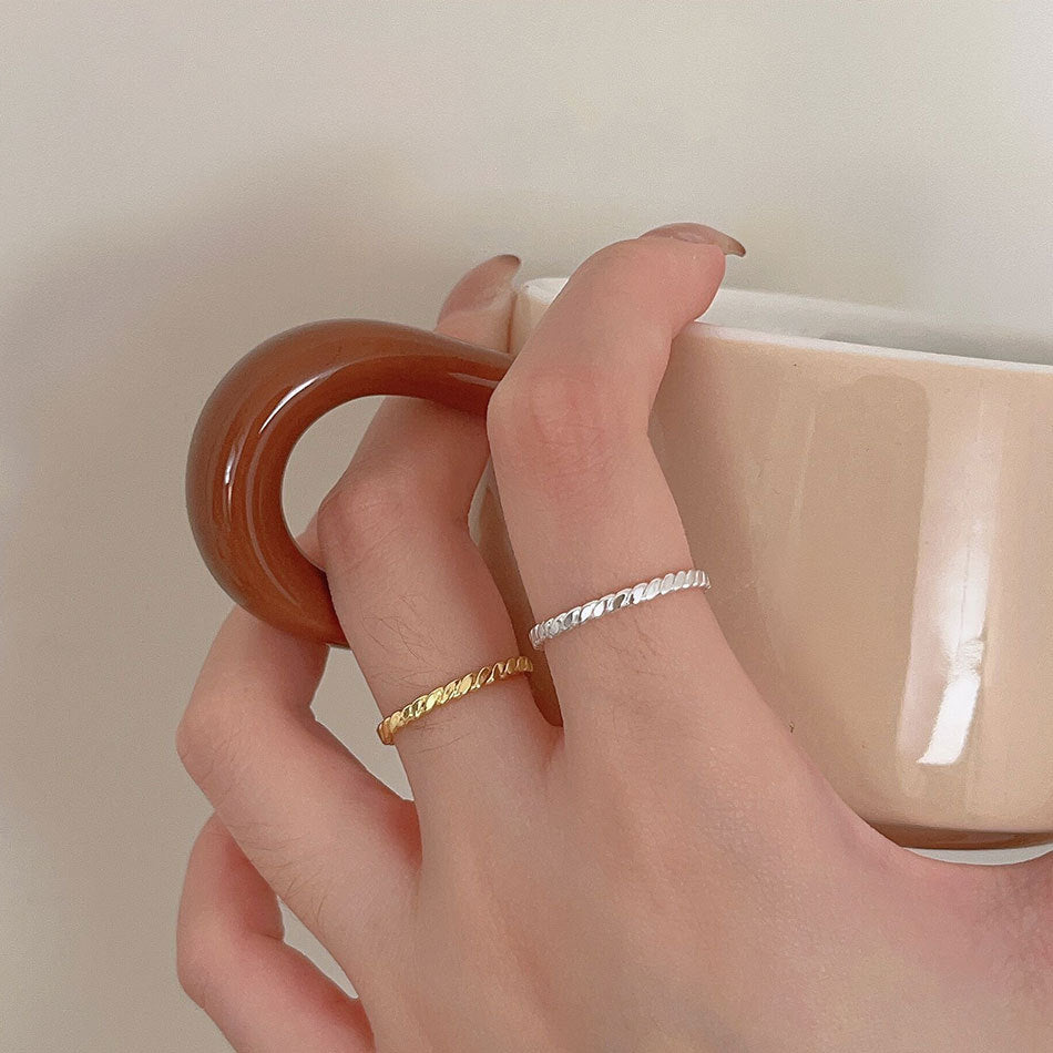 Korean Style Sterling Sier Braiding Thread Rings