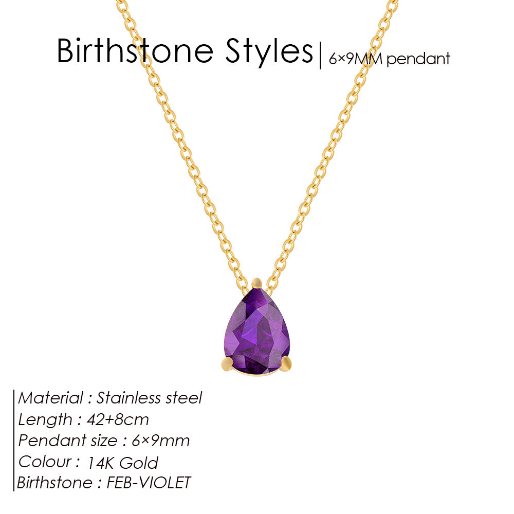 Zircon Month Birthstone Birthstones Vacuum Electroplating Necklaces