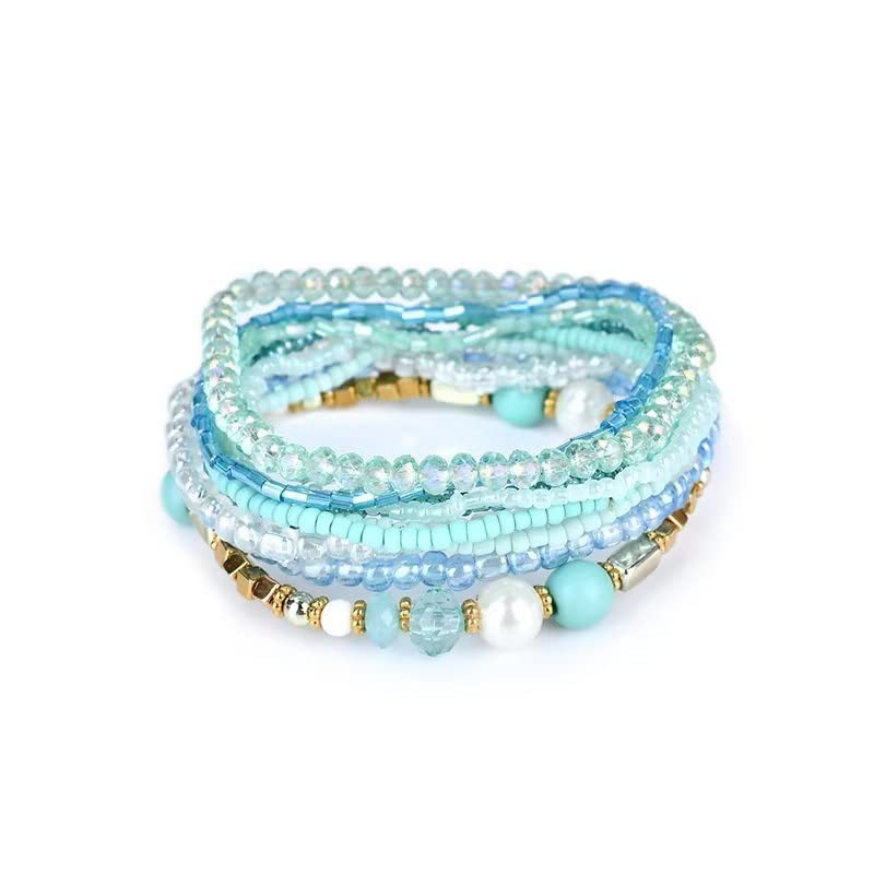 Women's Colorful Crystal Bead Twin Beaded Bracelets