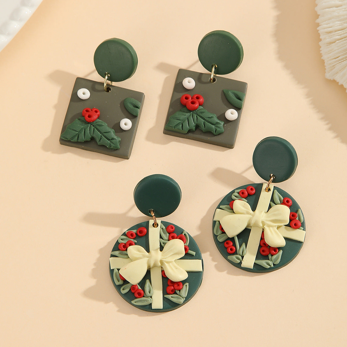 Christmas Fashion Creative Handmade Polymer Tree Earrings