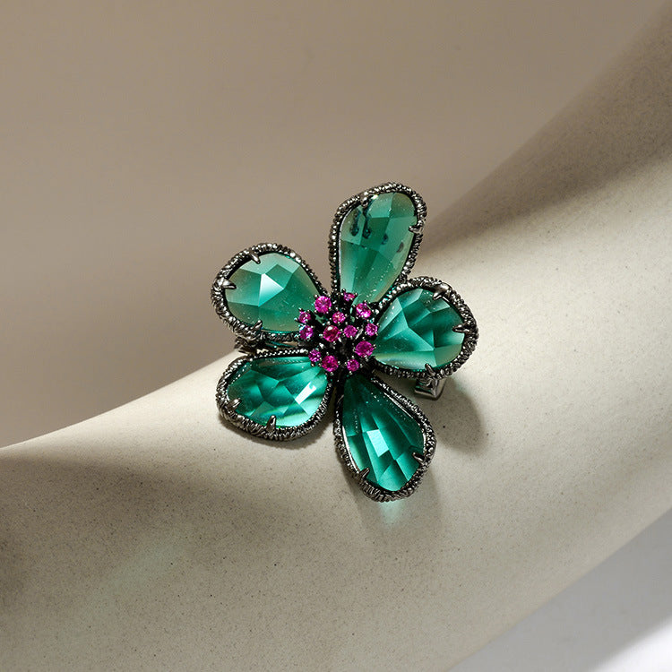 Women's Light Luxury Artificial Crystal Flower For Earrings