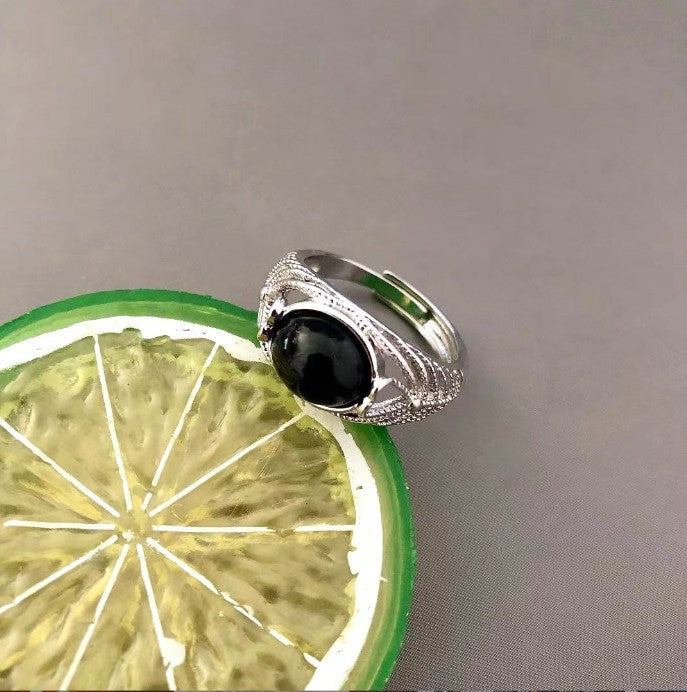 Women's Imitation Jade Ruby Emerald Open Hipster Ring