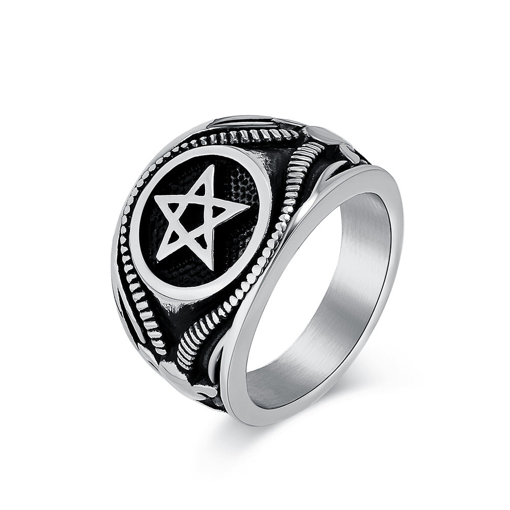 Men's Style Satan Goat Pentagram Titanium Steel Rings