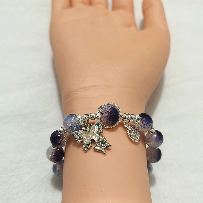 Super Fairy Cold Mauve Jade Broken Glass Butterfly Bracelets