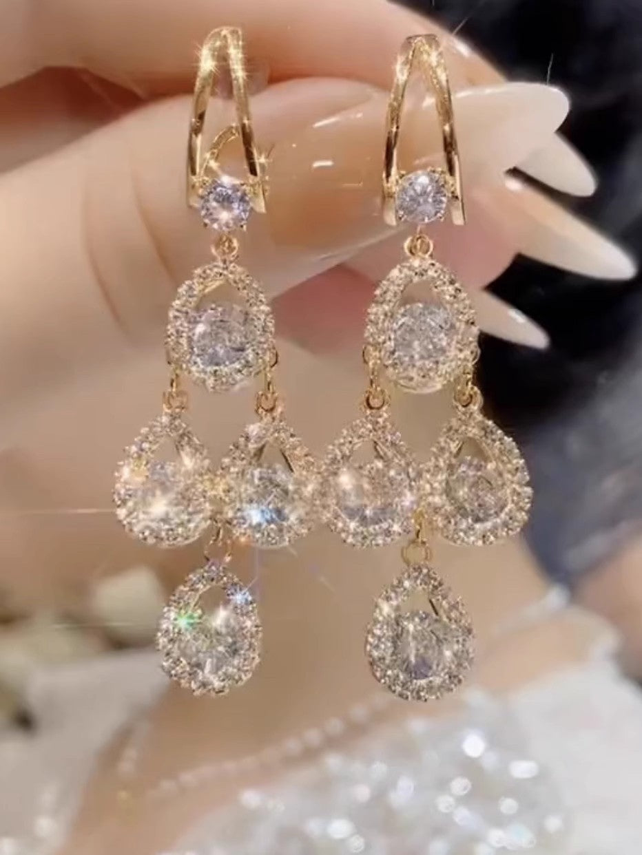 Women's Water Drop Ear Clip Trendy Minority Fashion High-grade Entry Earrings
