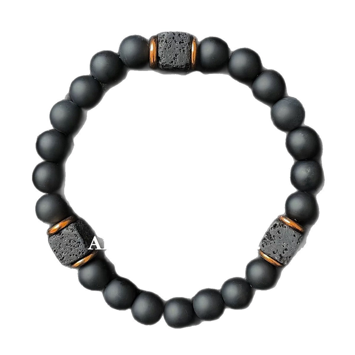 Trendy Beaded Black Geometric Round Beads Frosted Stone Bracelet