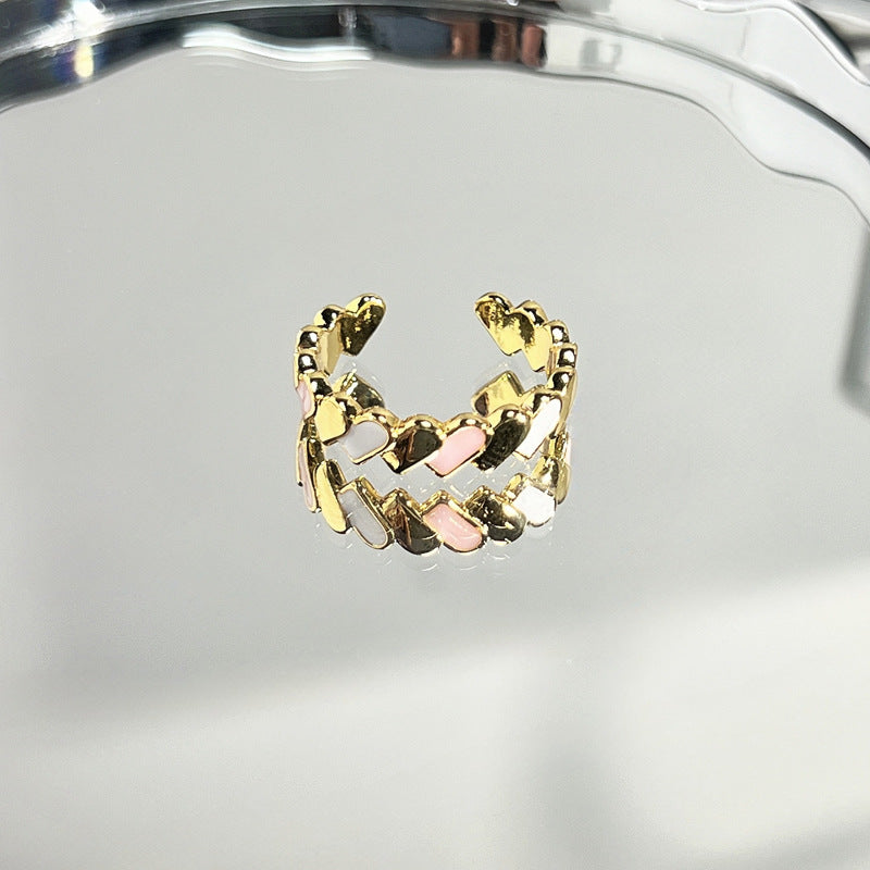 Luxury Enamel Drip Glazed Love Sweet Fashion Female Cold Rings