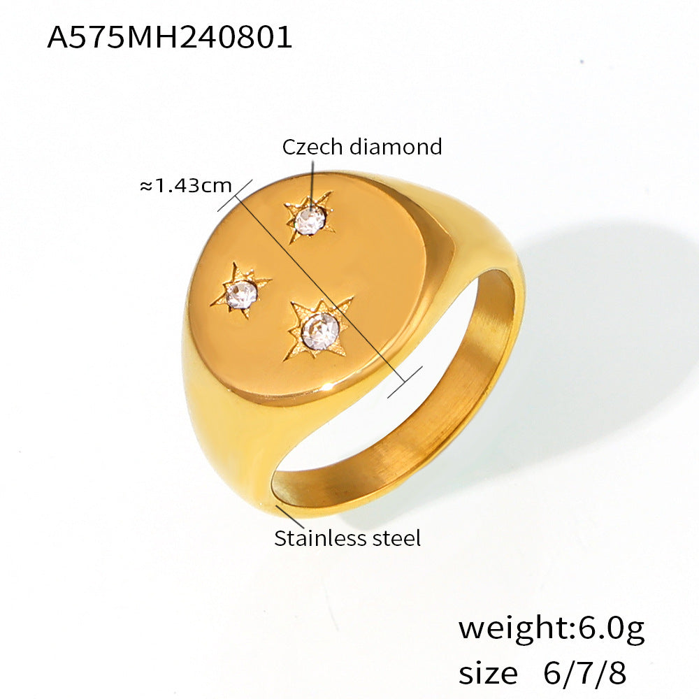 Gold-plated Simple Micro Inlaid With Diamond Rings