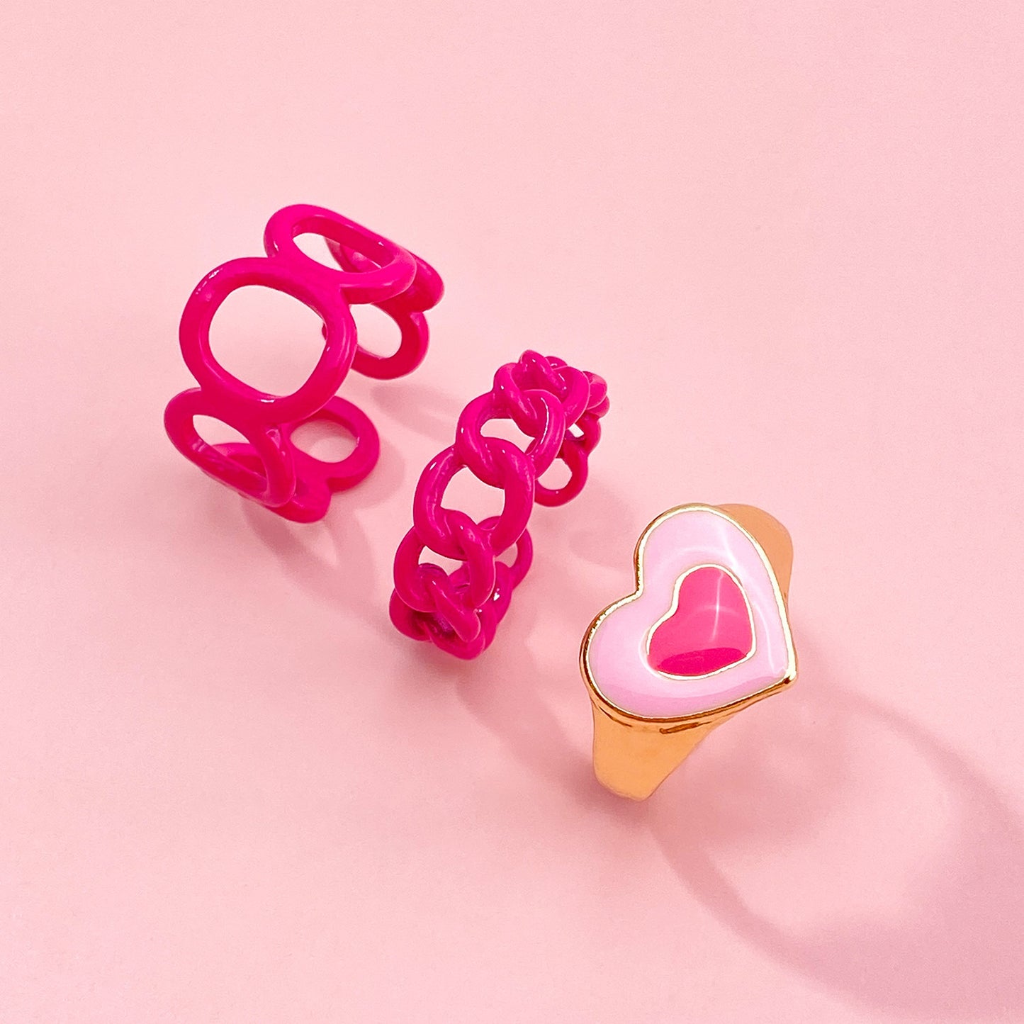 Set Double Layers Loving Heart Gossip Rings