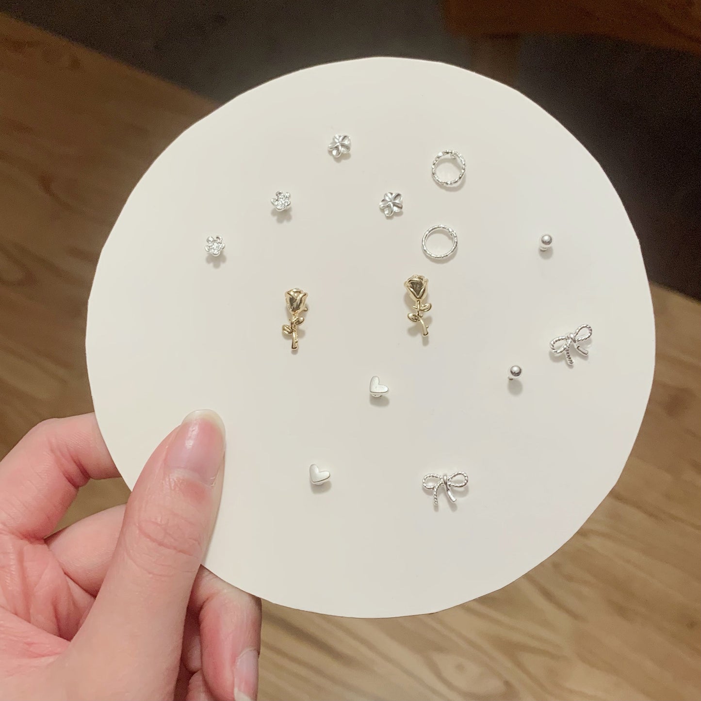 Pair Pack Sier Suit Cute Sweet Earrings
