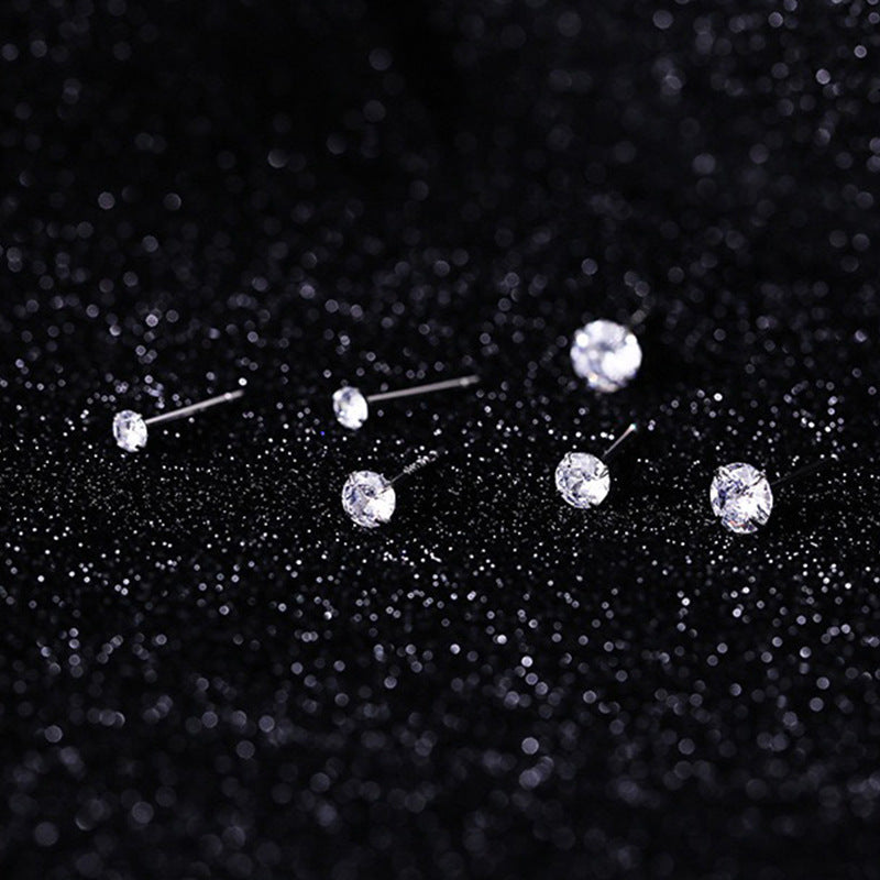 Women's & Men's Simple Sterling Sier Zircon No Need To Take Earrings