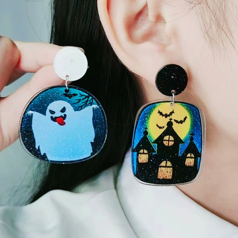 Square Design Sense Fashion Personality Pumpkin Grave Earrings