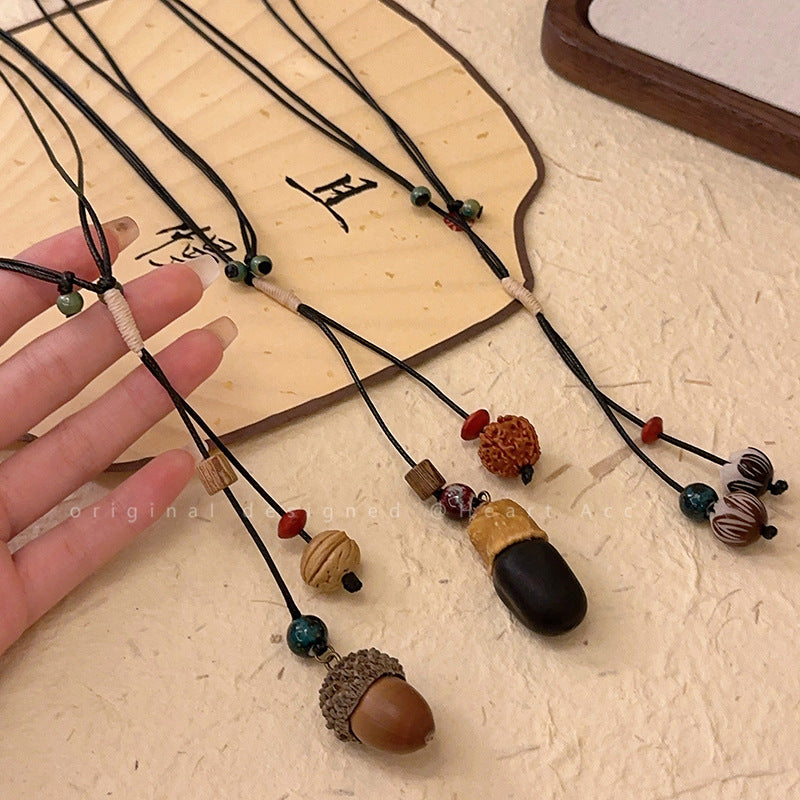 Women's Ceramic Pine Nuts Woven Retro Ethnic Style Necklaces