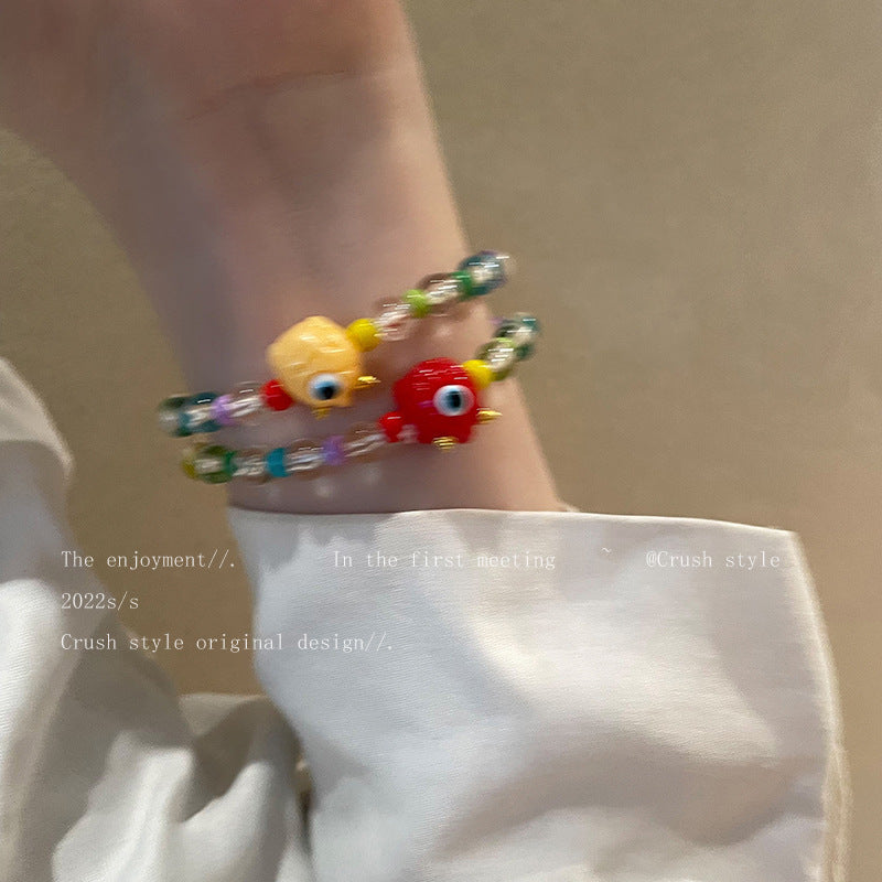 Korean Personalized Minority Design Color Crystal String Bracelets