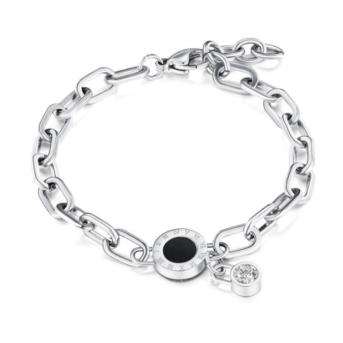 Women's Fashion Simple Version Titanium Steel Diamond Bracelets
