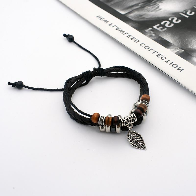 Women's & Men's Cowhide Hand Weaving British Style Jewelry Bracelets
