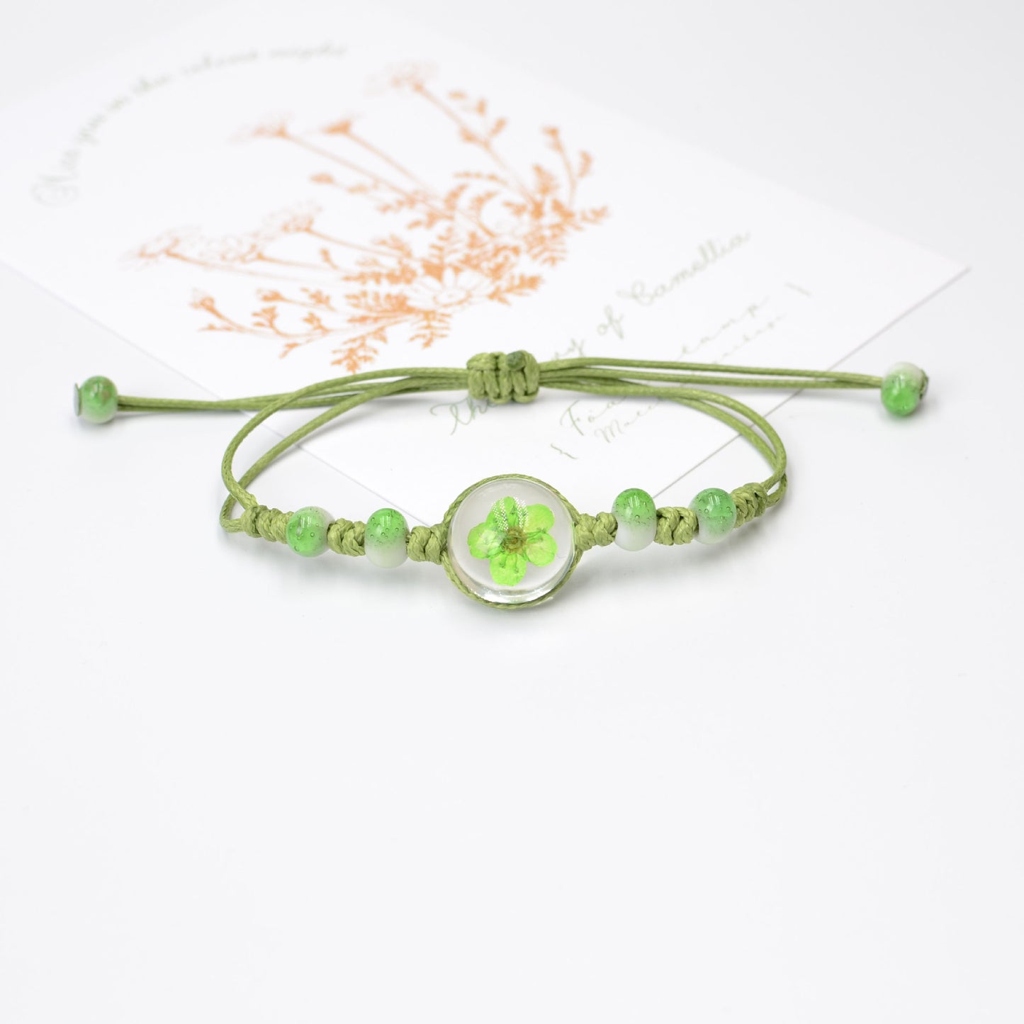 Hand-woven Ceramic Dried Flower Narcissus Glass Bracelets