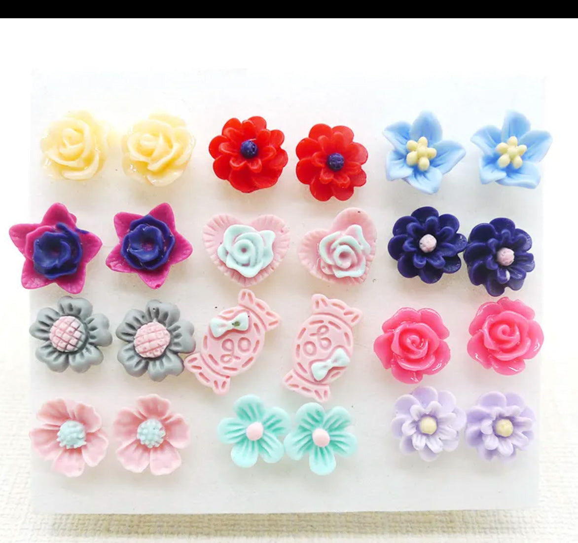 Women's Flower Love Heart Not Allergic To Stud Earrings